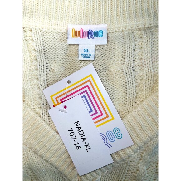 New LuLaRoe Cable Knit Cream Sleeveless Sweater Vest XL 100% Acrylic - Picture 4 of 4